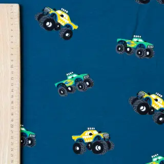 Teplákovina počesaná SOFT Monstertruck indigo