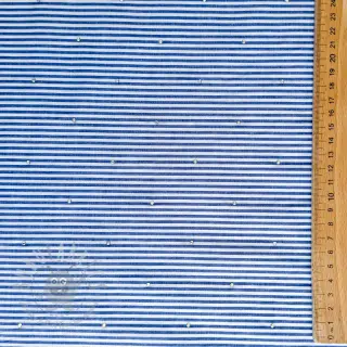 Bavlnená látka YARN DYED Stripes with studs blue