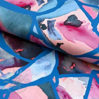 Puuvillakangas SATIN Resonate blue digital print