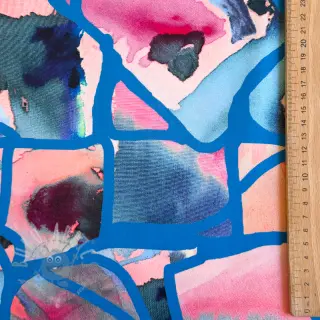 Puuvillakangas SATIN Resonate blue digital print