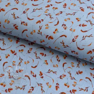 Kaksinkertainen harsokangas/musliini Leaves field light blue