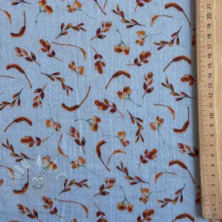Kaksinkertainen harsokangas/musliini Leaves field light blue