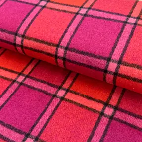Látka na kostým BRUSHED Check cerise