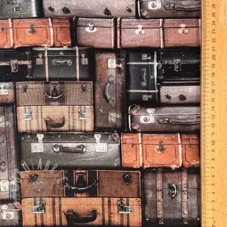 Sisustuskangas Suitcases grey digital print