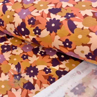 Harjattu collegekangas SOFT Flowers cognac