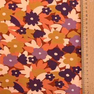 Teplákovina počesaná SOFT Flowers cognac