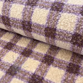 Päällystakkikangas BOUCLÉ checks grape