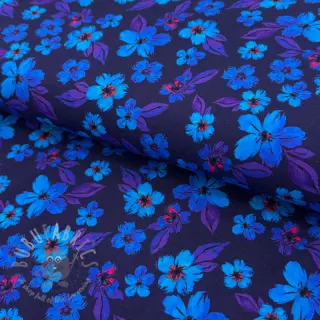 Úplet Hannah flowers blue digital print