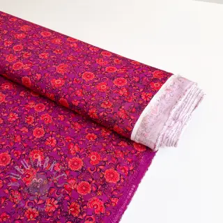 Viskoosi POPLIN STRETCH Flowers fuchsia digital print