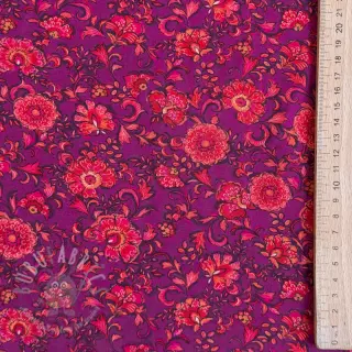 Viskóza POPLIN STRETCH Flowers fuchsia digital print
