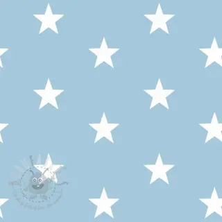 Puuvillakangas Stars light blue
