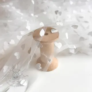 Tylli TUTU-hameeseen Flock shiny hearts offwhite