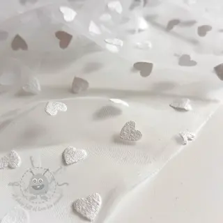 Tylli TUTU-hameeseen Flock shiny hearts offwhite