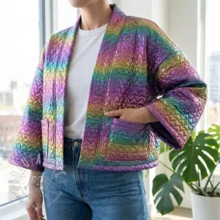 Tikattu kangas Fancy hearts multi