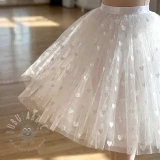Tylli TUTU-hameeseen Flock shiny hearts offwhite