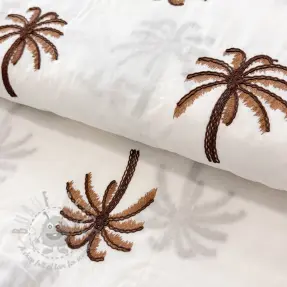 Puuvillakangas VOILE EMBROIDERY Palm brown