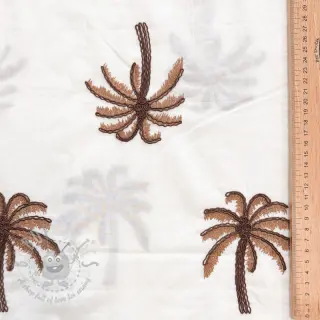 Puuvillakangas VOILE EMBROIDERY Palm brown