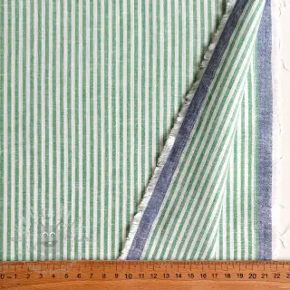 Pellava puuvillalla Stripe dark green