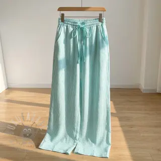 Pellava puuvillalla Stripe mint