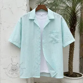 Pellava puuvillalla Stripe mint