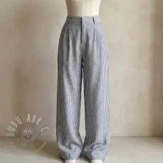 Pellava puuvillalla Stripe navy