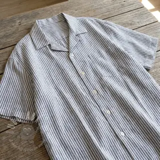 Pellava puuvillalla Stripe navy