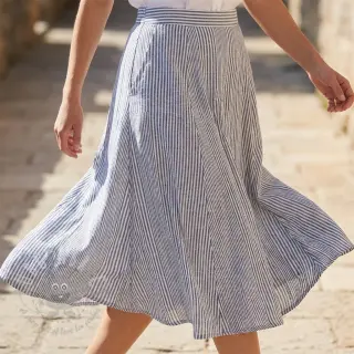Pellava puuvillalla Stripe navy