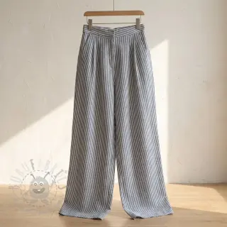 Pellava puuvillalla Stripe navy