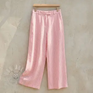 Pellava puuvillalla Stripe salmon