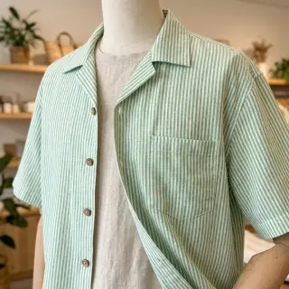Ľan s bavlnou Stripe dark green