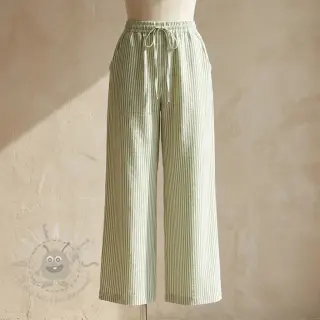 Pellava puuvillalla Stripe green