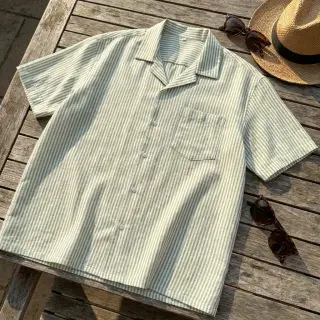Ľan s bavlnou Stripe green