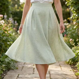 Pellava puuvillalla Stripe green