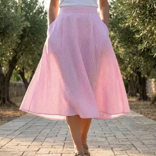 Ľan s bavlnou Stripe fuchsia