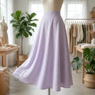 Pellava puuvillalla Stripe purple