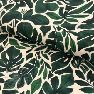 Sisustuskangas Big leaves green digital print
