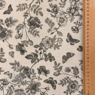 Sisustuskangas Linenlook Painting flowers black digital print