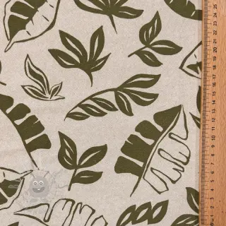 Sisustuskangas Linenlook Leaves army green