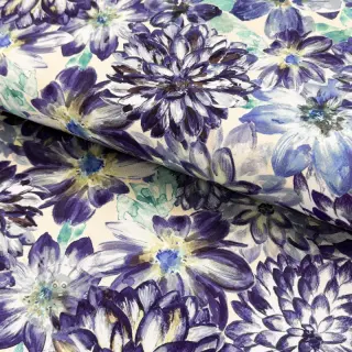 Sisustuskangas Peony blue digital print