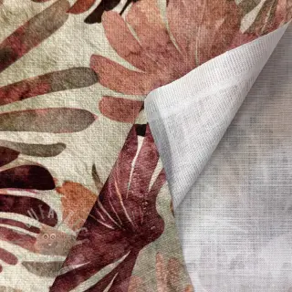 Sisustuskangas SLUB Leaves burgundy digital print