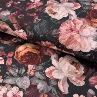 Sisustuskangas SLUB Bouquet burgundy digital print