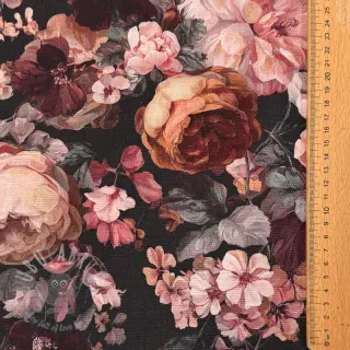 Sisustuskangas SLUB Bouquet burgundy digital print