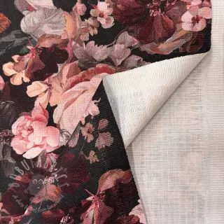Sisustuskangas SLUB Bouquet burgundy digital print