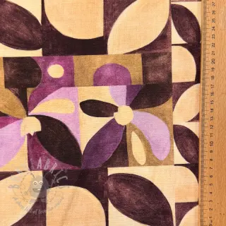 Sisustuskangas SLUB Abstract flowie aubergine digital print