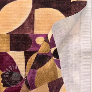 Sisustuskangas SLUB Abstract flowie aubergine digital print