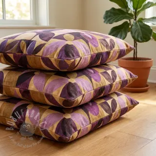 Sisustuskangas SLUB Abstract flowie aubergine digital print