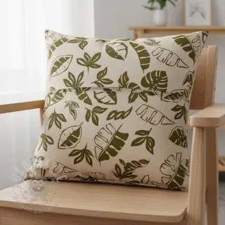 Sisustuskangas Linenlook Leaves army green
