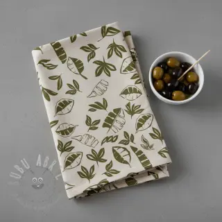 Sisustuskangas Linenlook Leaves army green