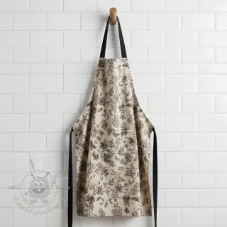 Sisustuskangas Linenlook Painting flowers black digital print