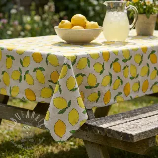 Sisustuskangas Linenlook premium Sunny Lemon Fruit
